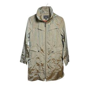 Cole Haan Rain Coat Jacket womens Size Medium topaz Tan Women Iridescent Hooded